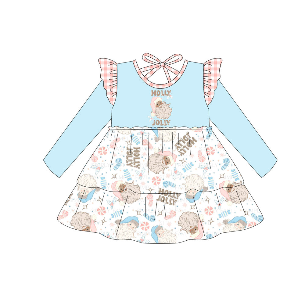 Baby girls Christmas holly jolly long sleeve dress preorder