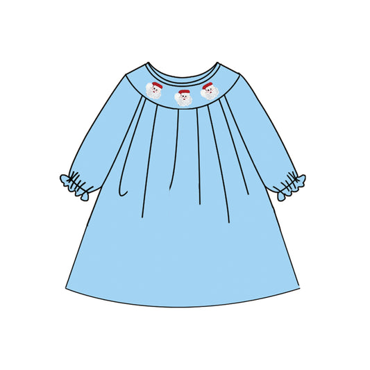 Baby girls Christmas santa claus long sleeve smocked dress preorder