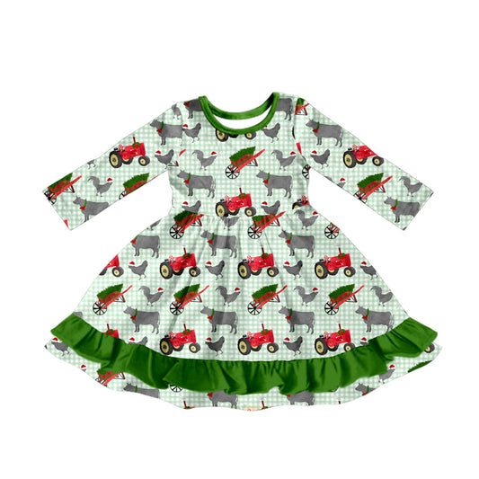 Baby girls Christmas farm cow animal long sleeve dress preorder