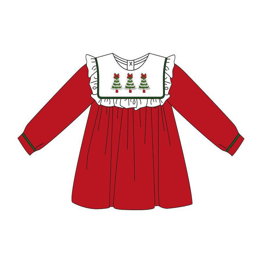 Christmas tree girls long sleeve dress preorder