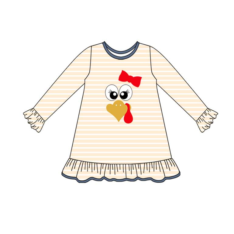 Thanksgiving turkey girls long sleeve dress preorder
