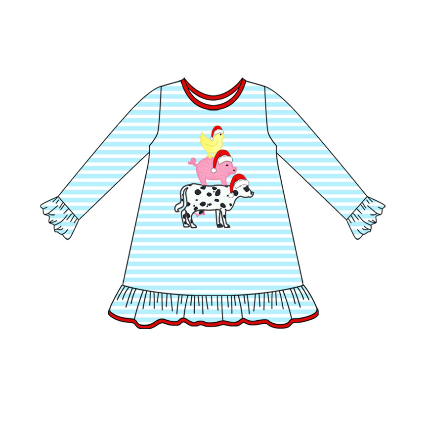 Farm animal girls long sleeve dress preorder