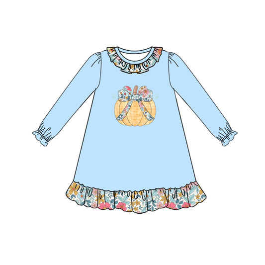 Fall pumpkins design girls long sleeve dress preorder