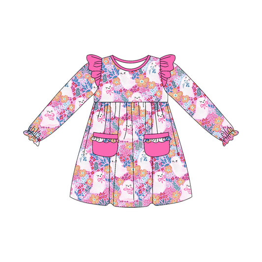 Halloween ghost floral girls long sleeve boutique dress preorder