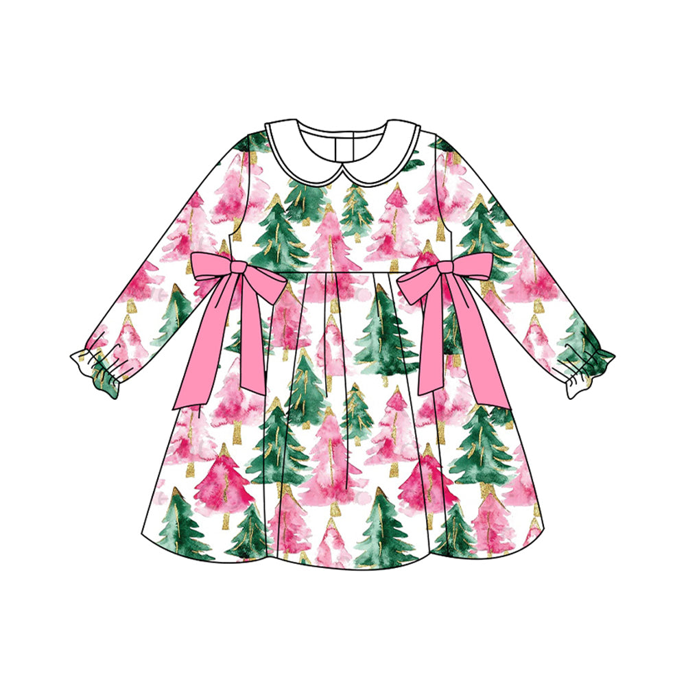 Toddle girls Christmas pink green tree dress preorder