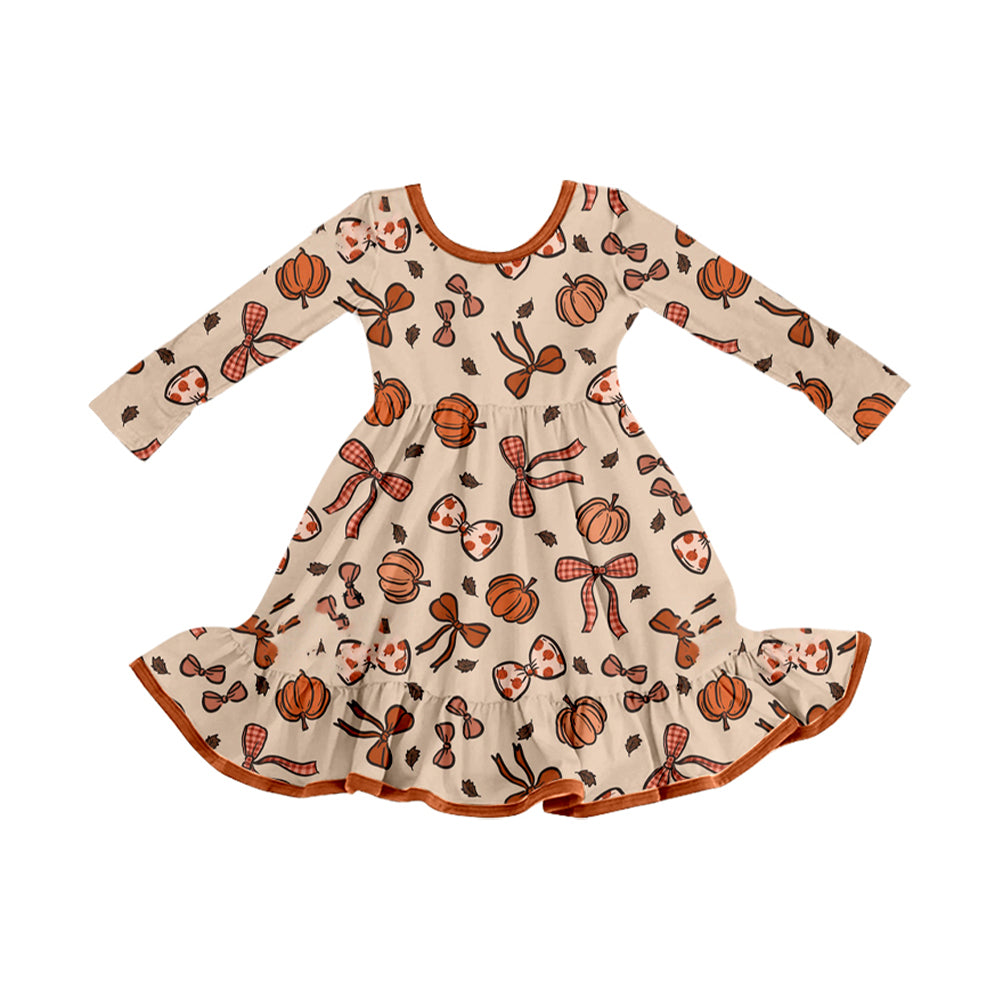 Toddle girls Fall pumpkin bow design dress preorder