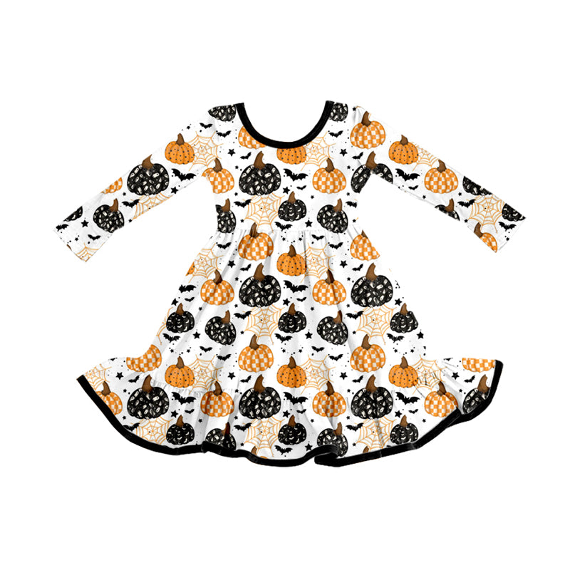 Toddle girls Halloween pumpkins design long sleeve dress preorder