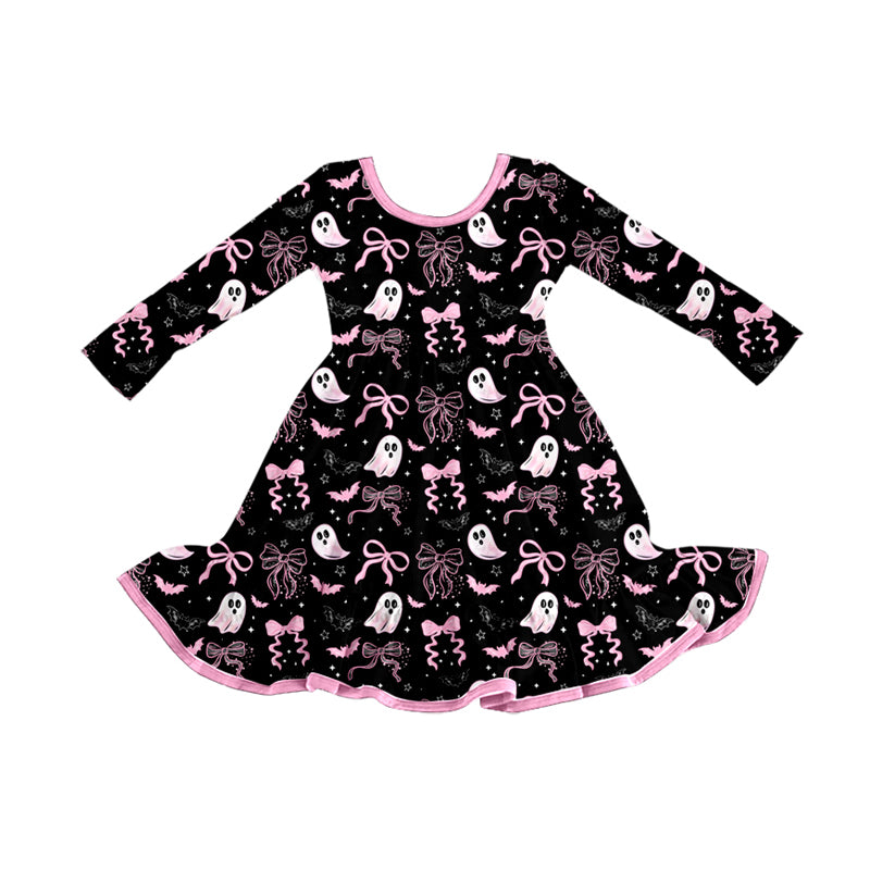 Toddle girls Halloween pink bow design long sleeve dress preorder