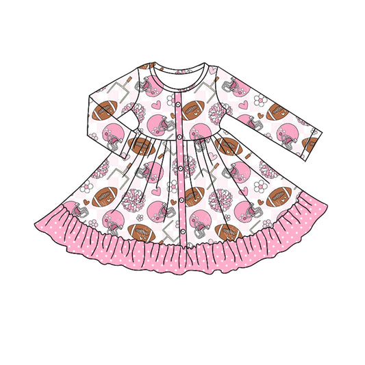 Football game day design girls long sleeve dress preorder