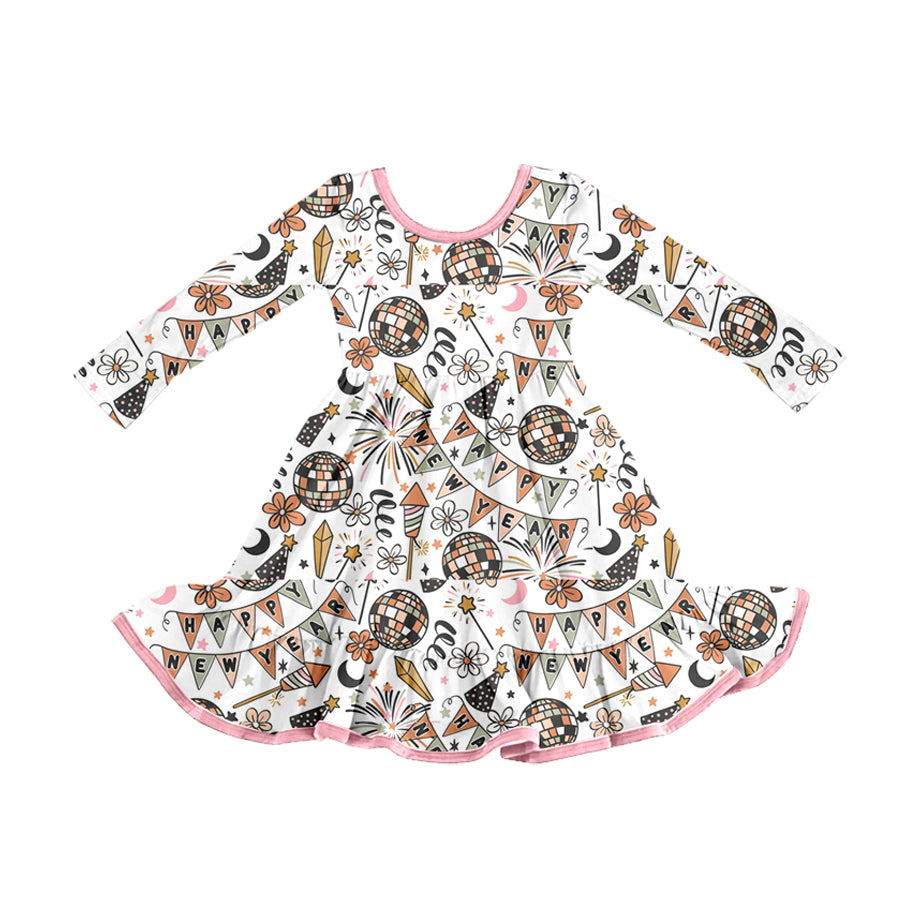 Happy New Year girls long sleeve dress preorder