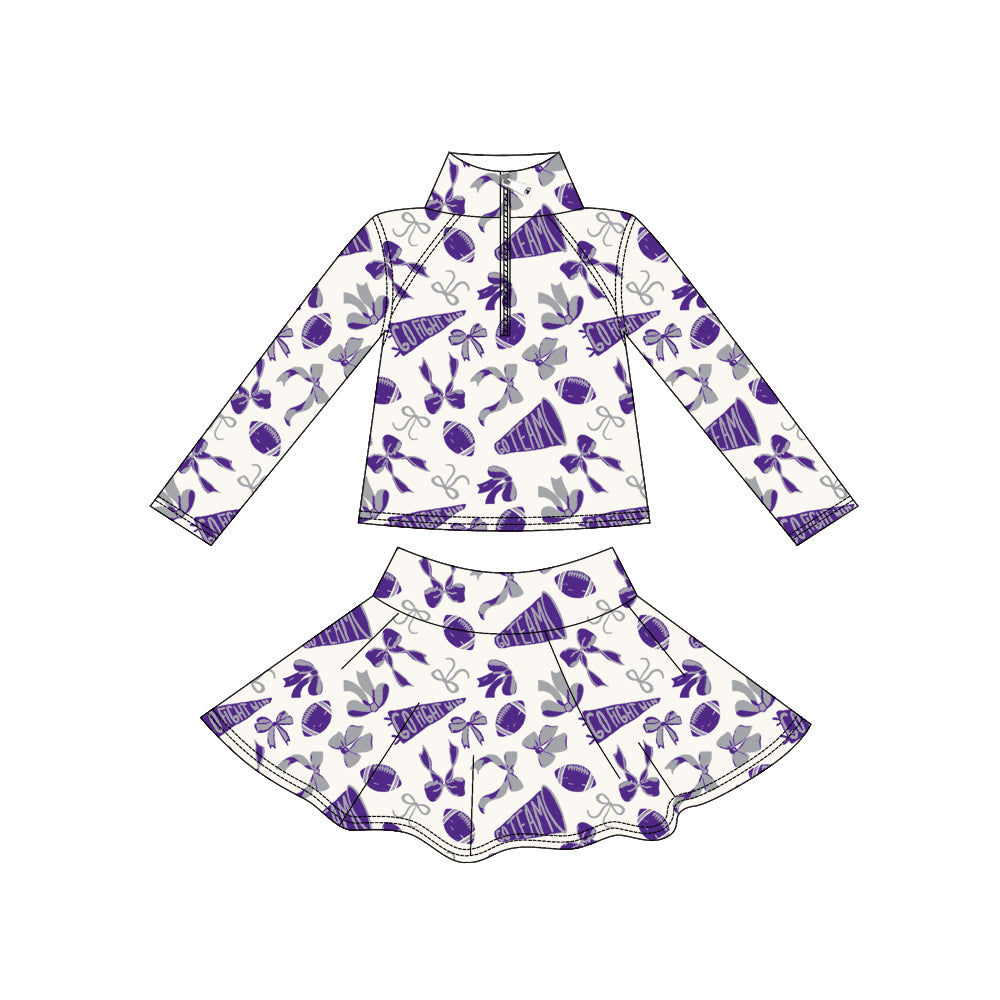 Purple football team yoga topmatching skorts girls outfit preorder