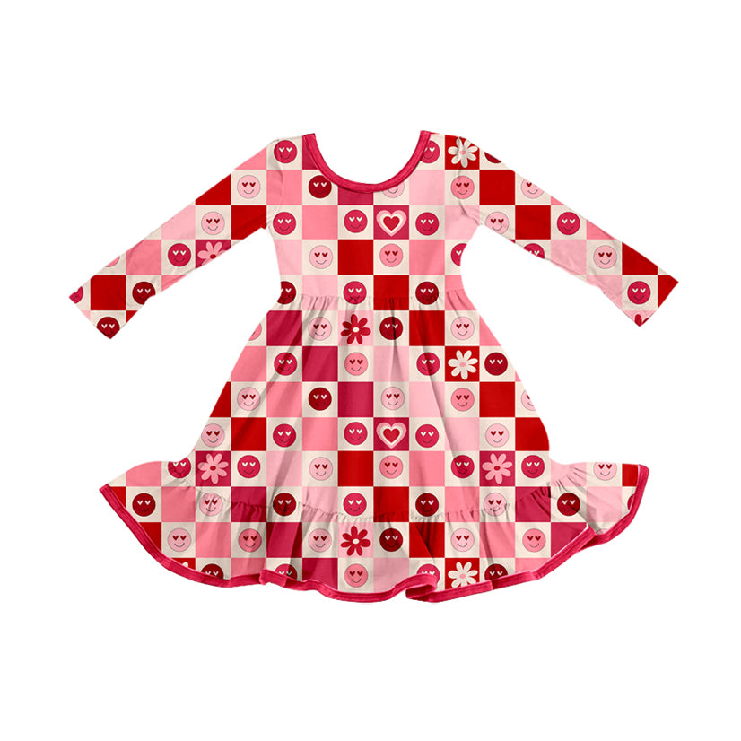 Valentines day smile face girls long sleeve dress preorder
