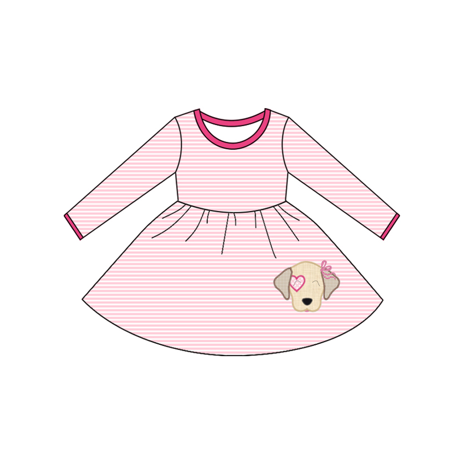 Valentines day dog design girls long sleeve dress preorder
