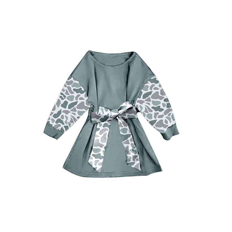 Light grey camo girls long sleeve dress preorder