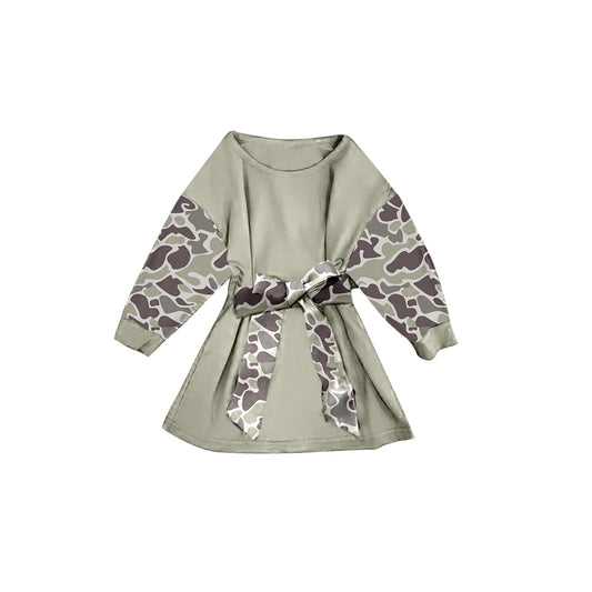Grey camo girls long sleeve dress preorder