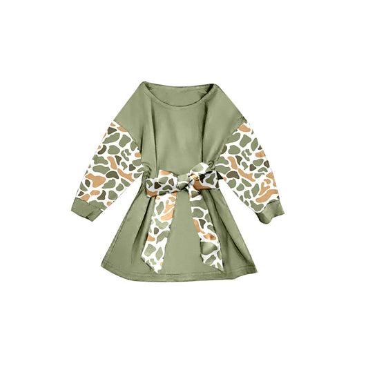 Green camo girls long sleeve dress preorder