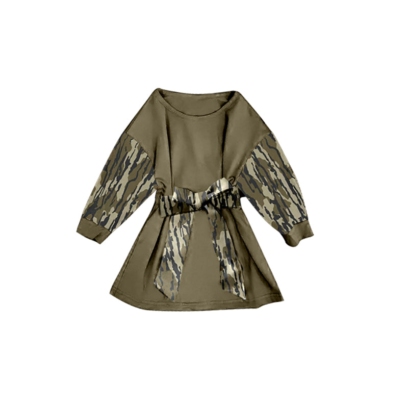 camo girls long sleeve dress preorder