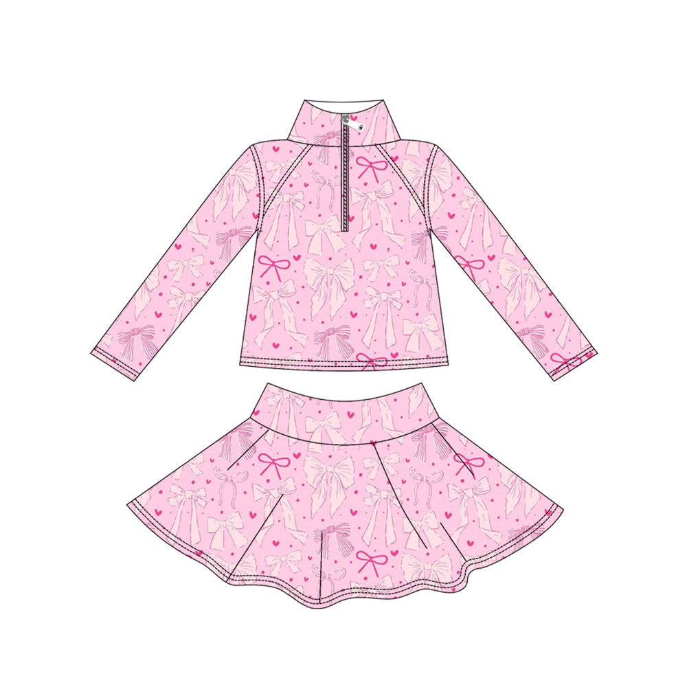light pink bow yoga pullover top matching skorts girls outfit preorder
