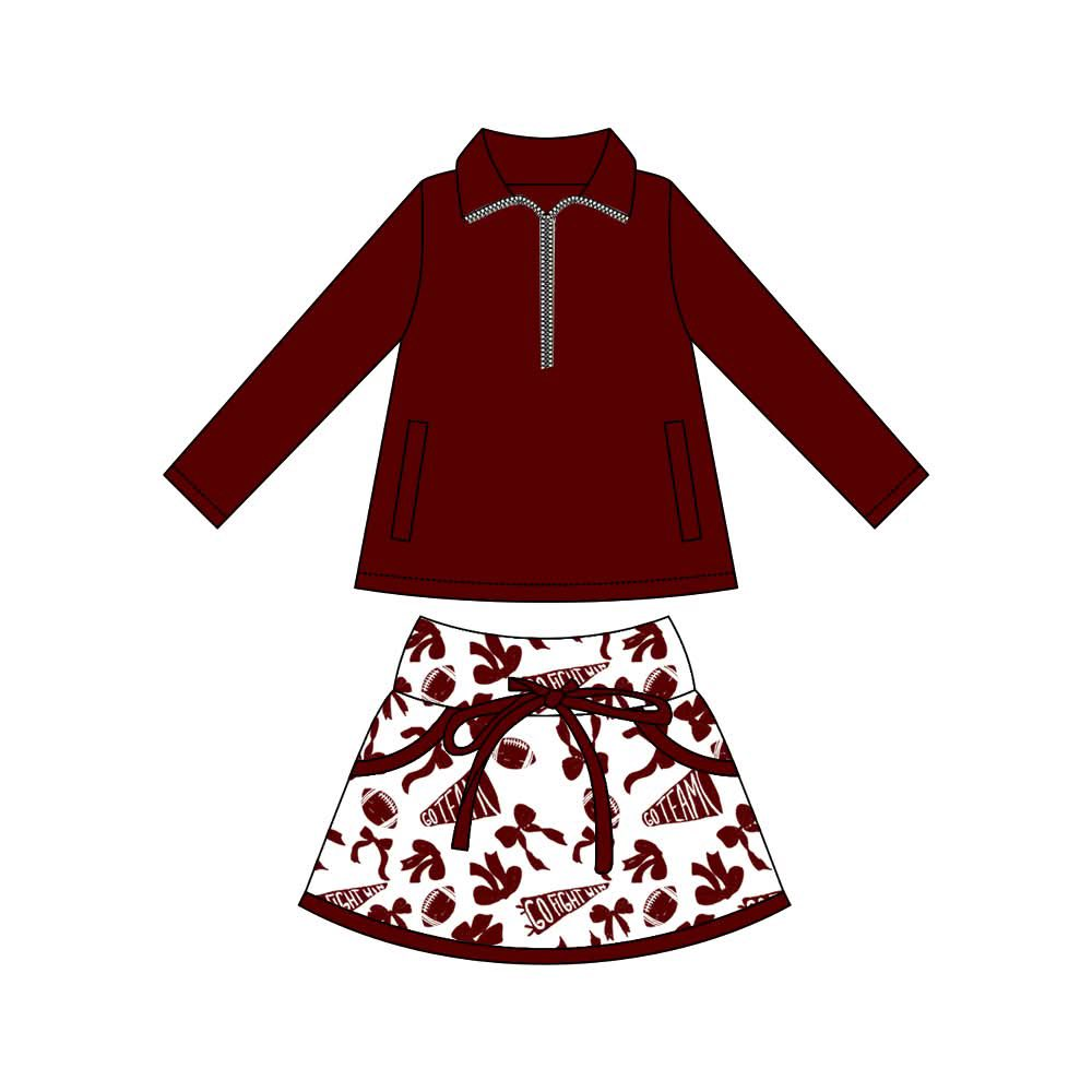 Wine red yoga pullover top matching skorts girls team outfit preorder