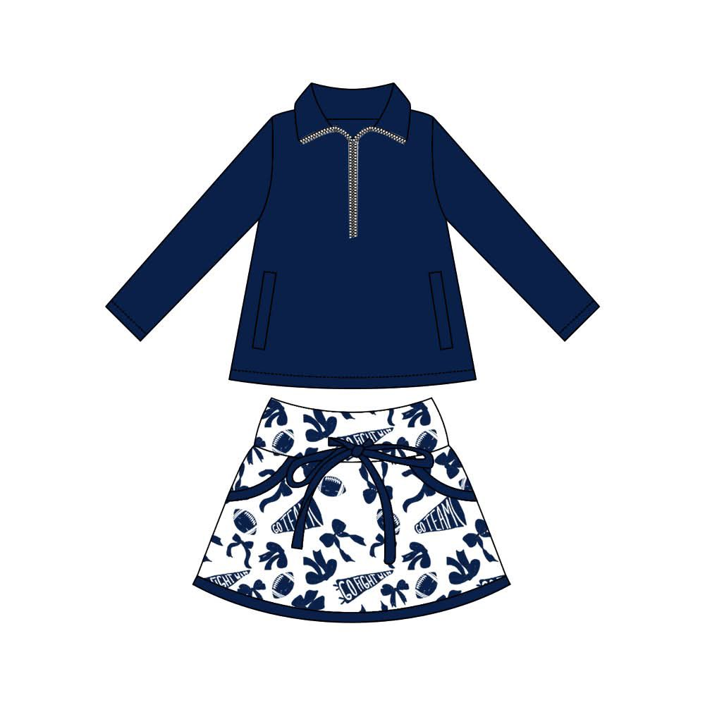 Navy yoga pullover top matching skorts girls football outfit preorder