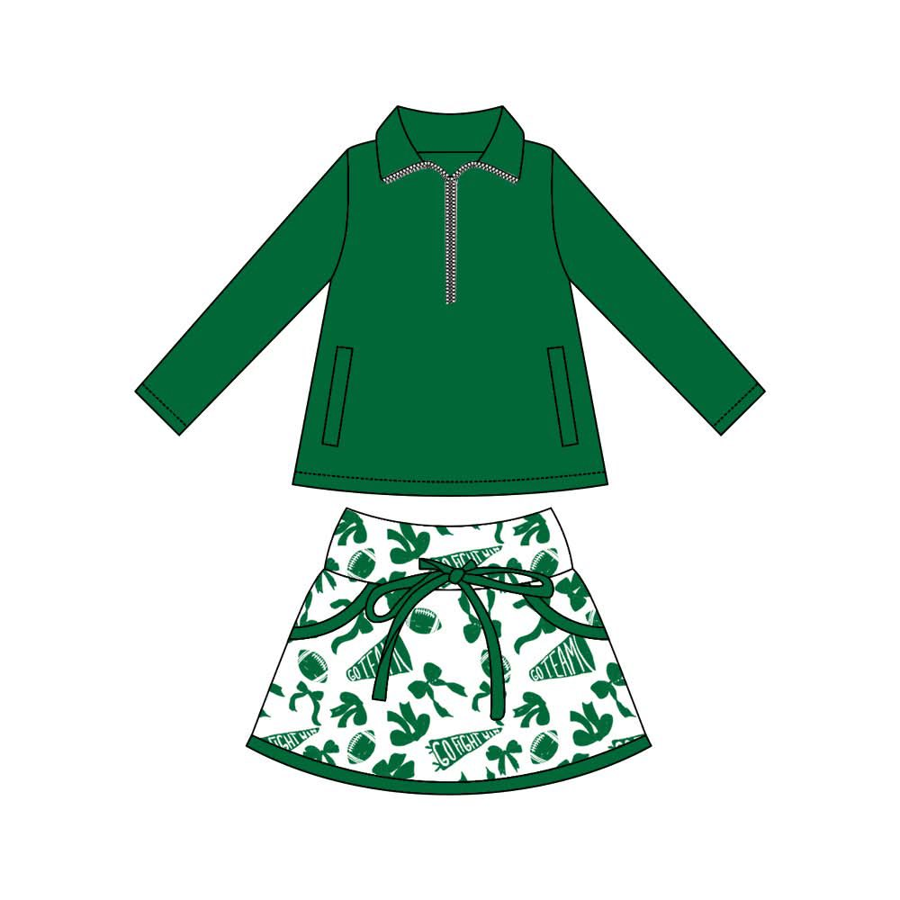 Green yoga pullover top matching skorts girls football outfit preorder