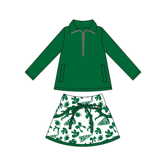 Green yoga pullover top matching skorts girls football outfit preorder