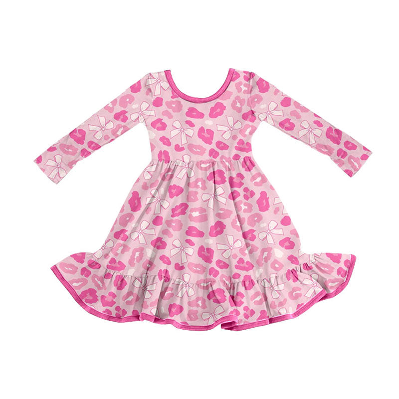 Valentines day Leopard bow design girls dress preorder