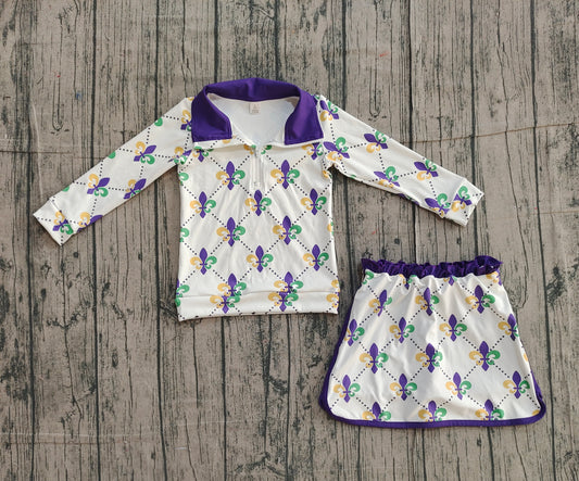 Mardi Gras yoga top matching shorts girls long sleeve outfit preorder