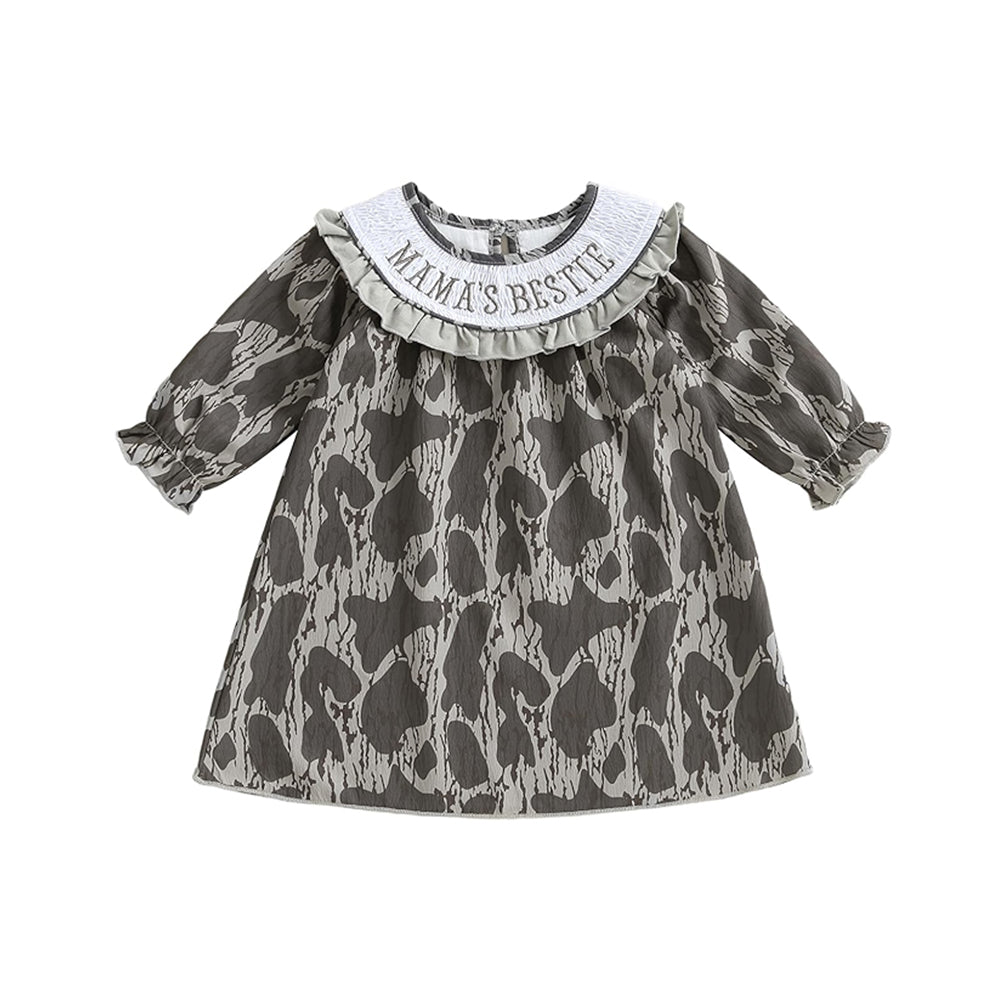 Mamas bestie girls long sleeve camo dress preorder