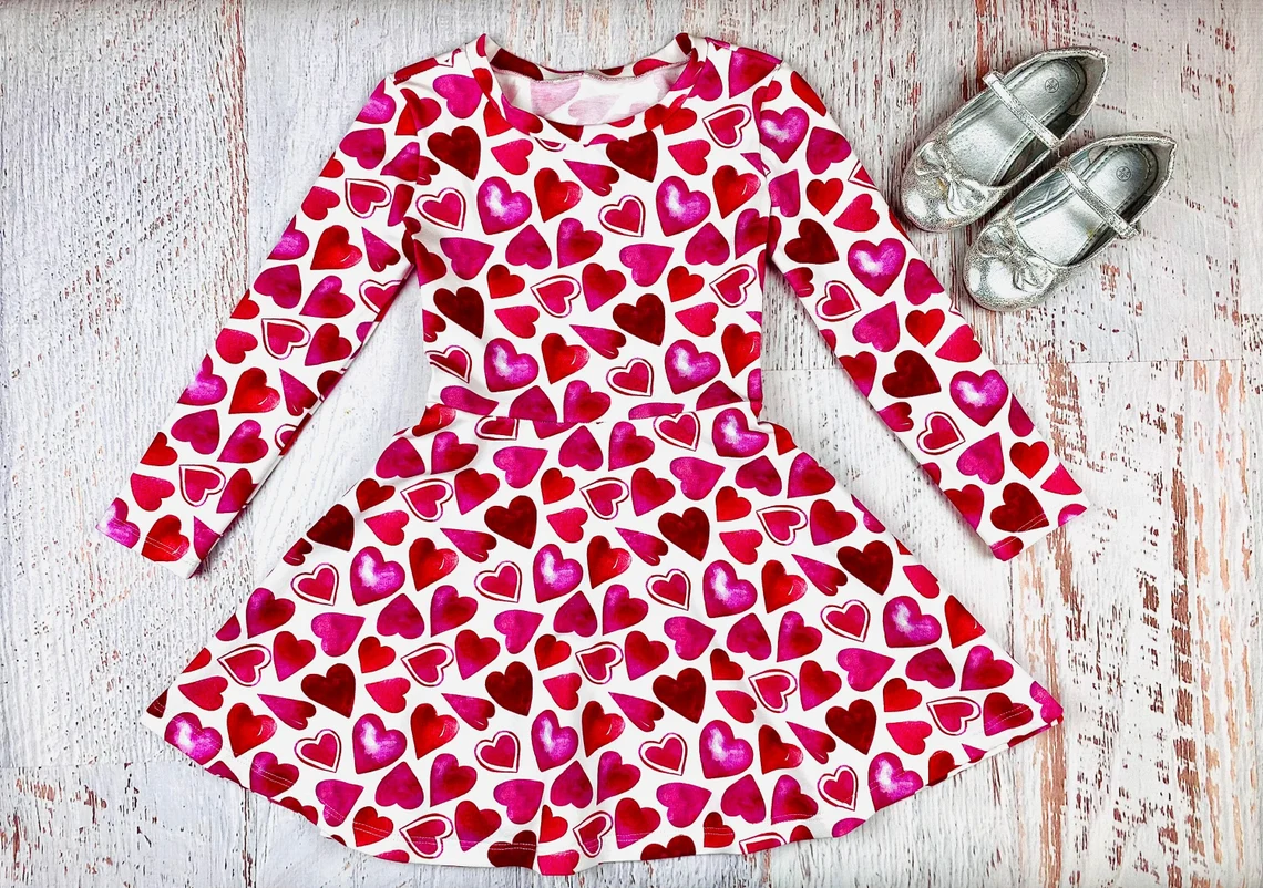 Girls Valentines day heart design dress preorder