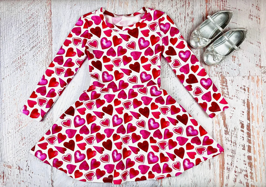 Girls Valentines day heart design dress preorder