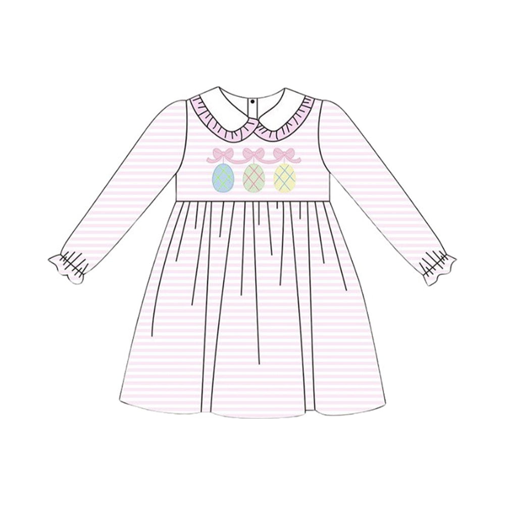 Girls easter egg bow long sleeve dress preorder