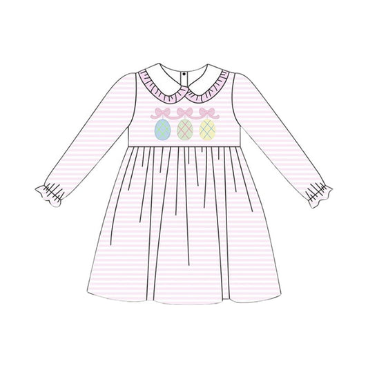 Girls easter egg bow long sleeve dress preorder