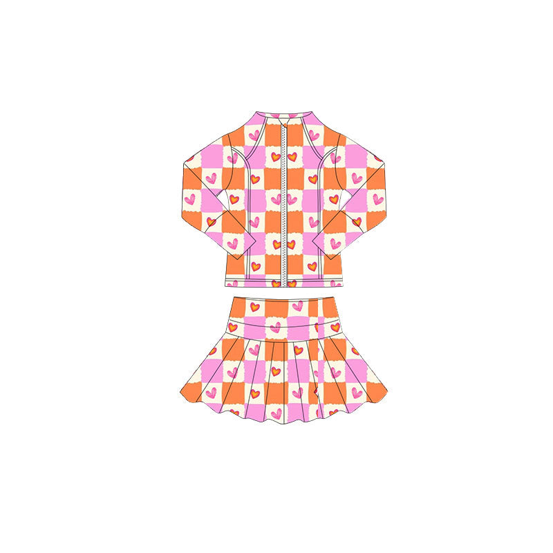 Valentines day yoga top matching skirts girls outfit preorder