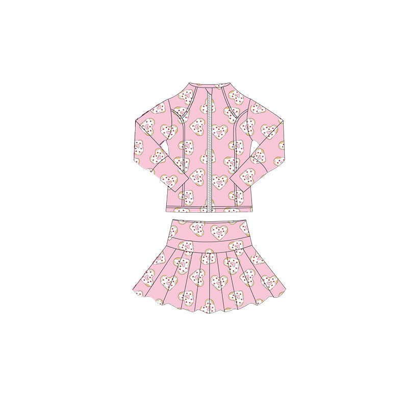 Valentines heart yoga top matching skirts girls outfit preorder