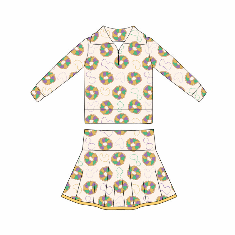 Mardi gras yoga top matching skirts girls outfit preorder