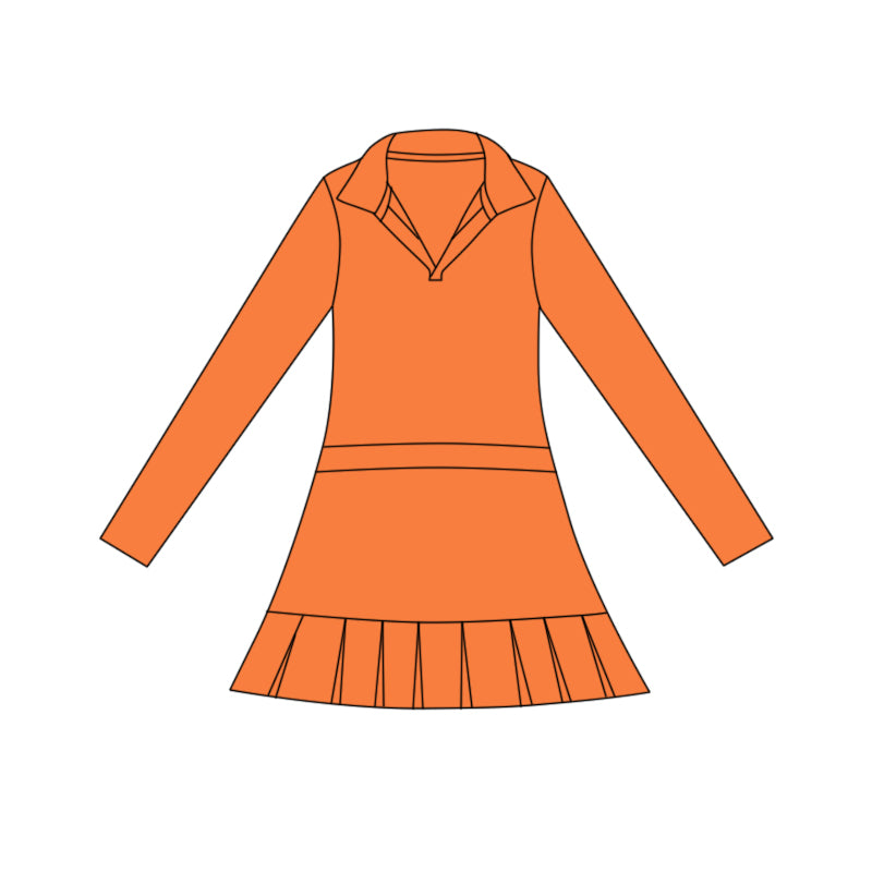 Orange color girls long sleeve yoga dress preorder