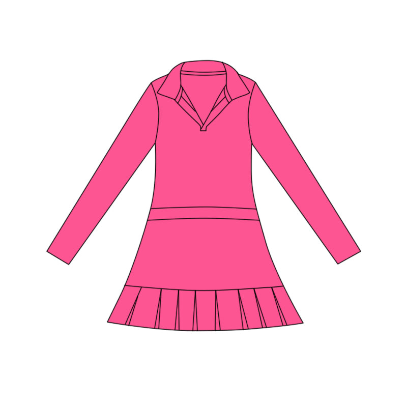 Hot pink color girls long sleeve yoga dress preorder