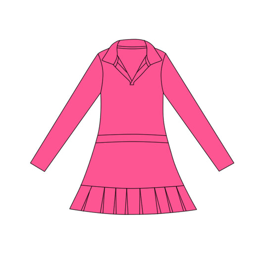 Hot pink color girls long sleeve yoga dress preorder