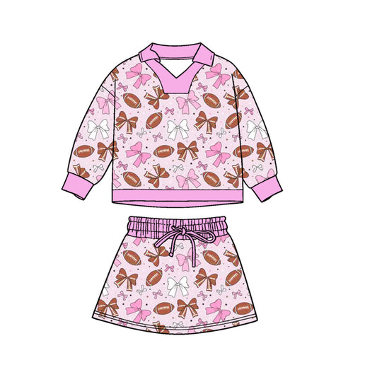 Football bow top matching skirts girls long sleeve outfit preorder