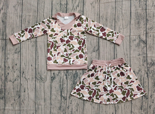 Deer camo pullover matching skirt girls long sleeve outfit preorder