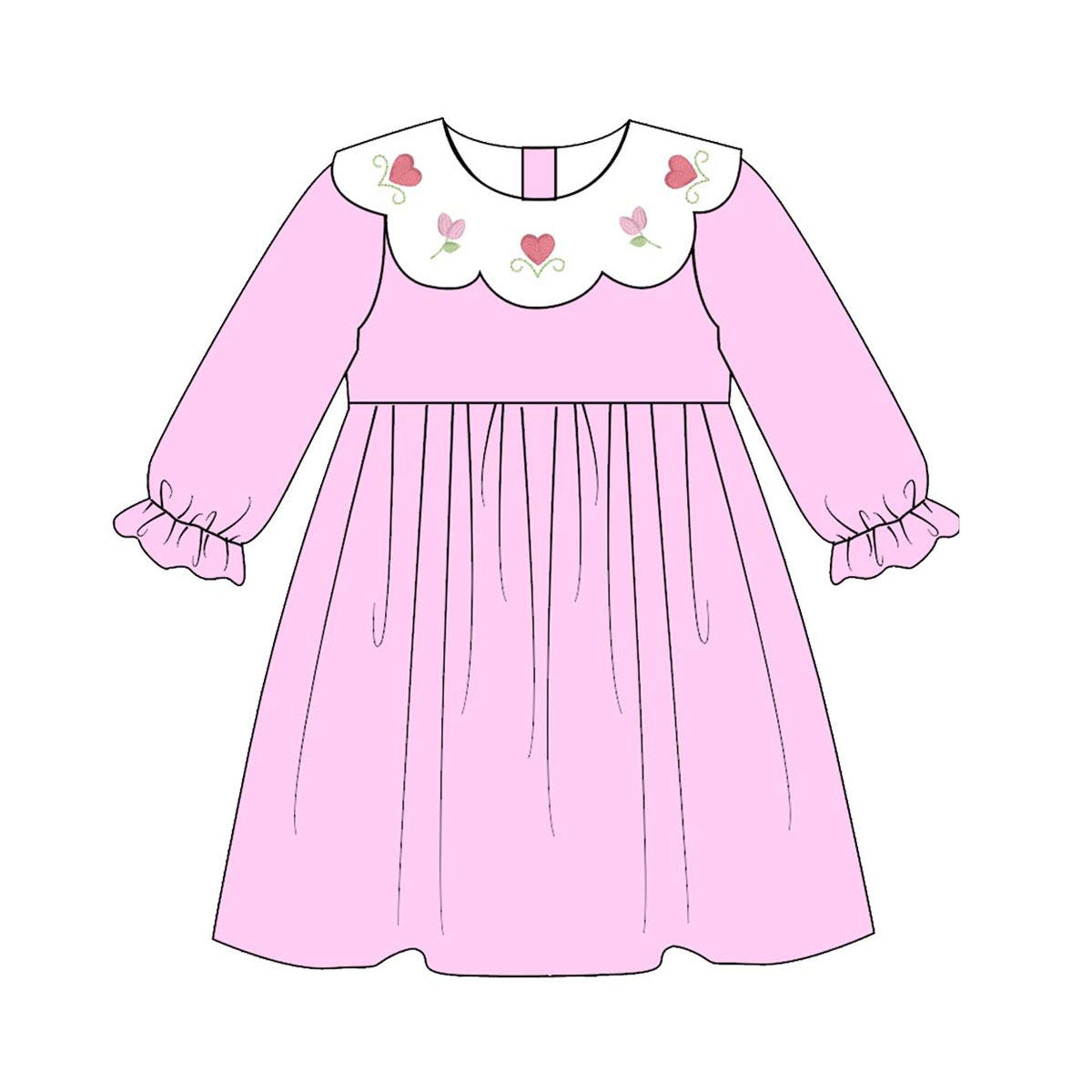 Valentines heart design baby girls long sleeve dress preorder