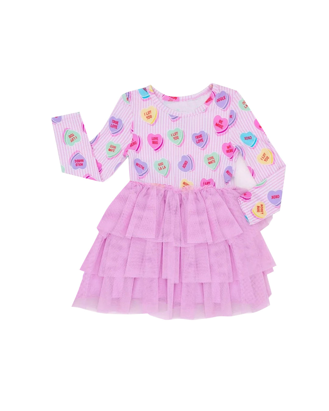 Valentines heart baby girls long sleeve tulle dress preorder