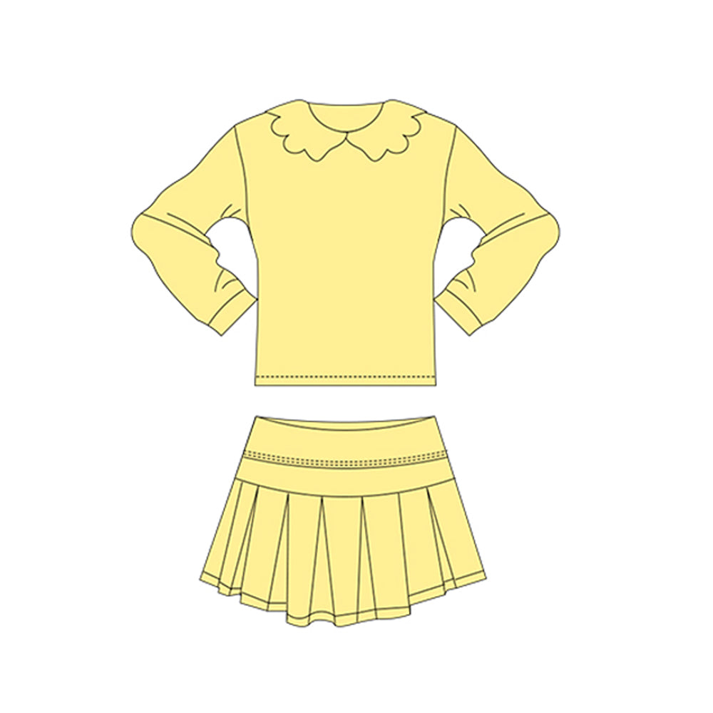 Yellow yoga top matching skirt girls summer active wear outfit preorder