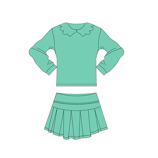 Green yoga top matching skirt girls summer active wear outfit preorder