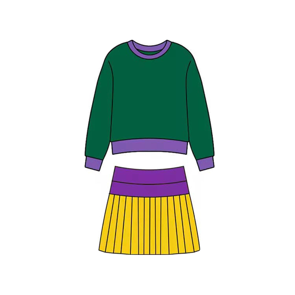 Mardi Gras top matching skirts girls yoga outfit preorder