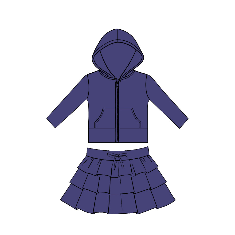 Purple hoodie top matching skirts girls yoga outfit preorder