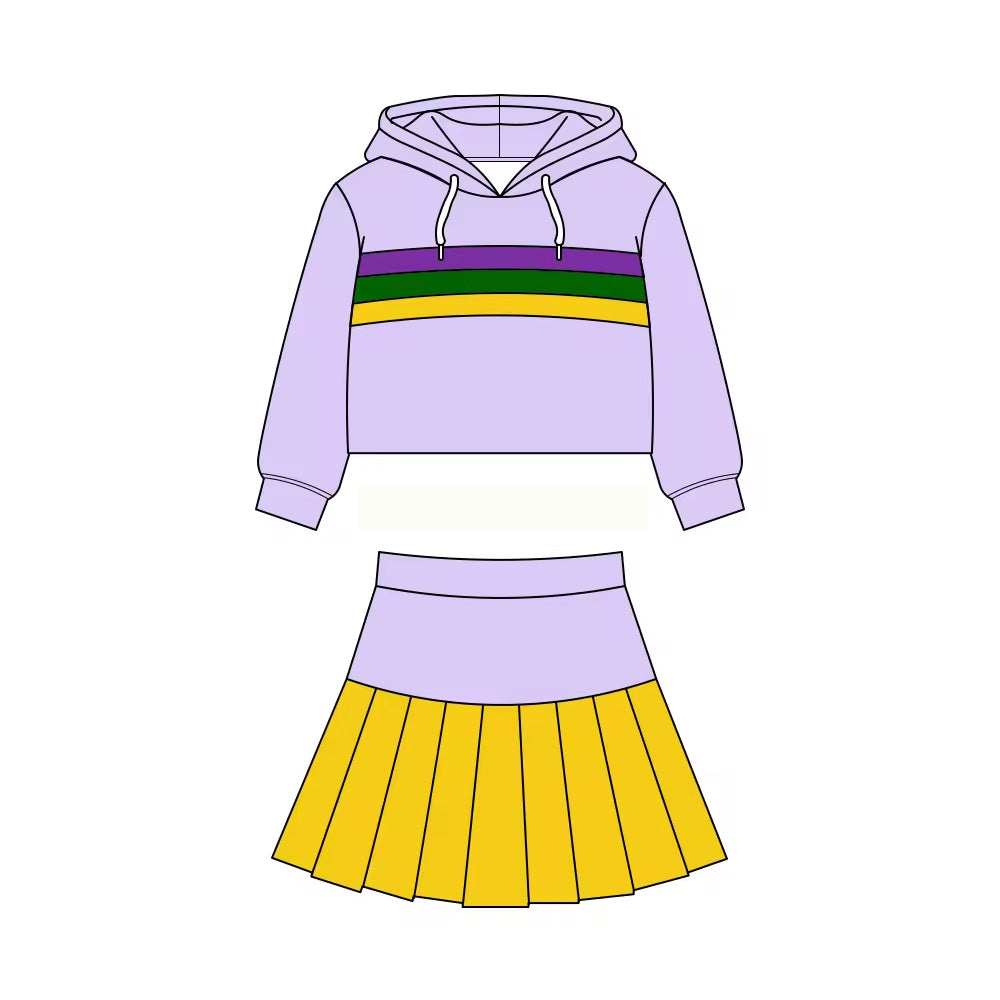 Mardi gras hoodie top matching skirts girls yoga outfit preorder