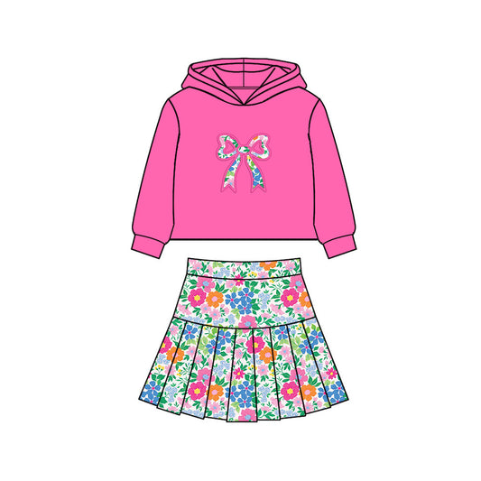 Floral bow pullover top matching skirts girls yoga outfit preorder