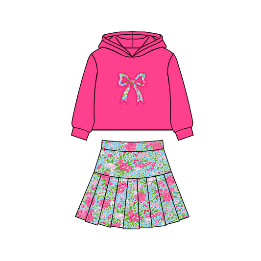 Floral bow pullover top matching skirts girls yoga outfit preorder